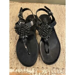 Coach Hilda jelly sandals Black floral beaded accent Great condition! Size 7